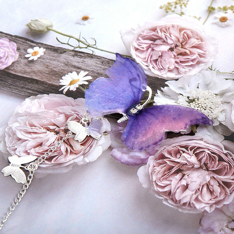 Korean Yarn Butterfly Hairpins Elegant Metal Tassel Long Hair Clips For W.l8