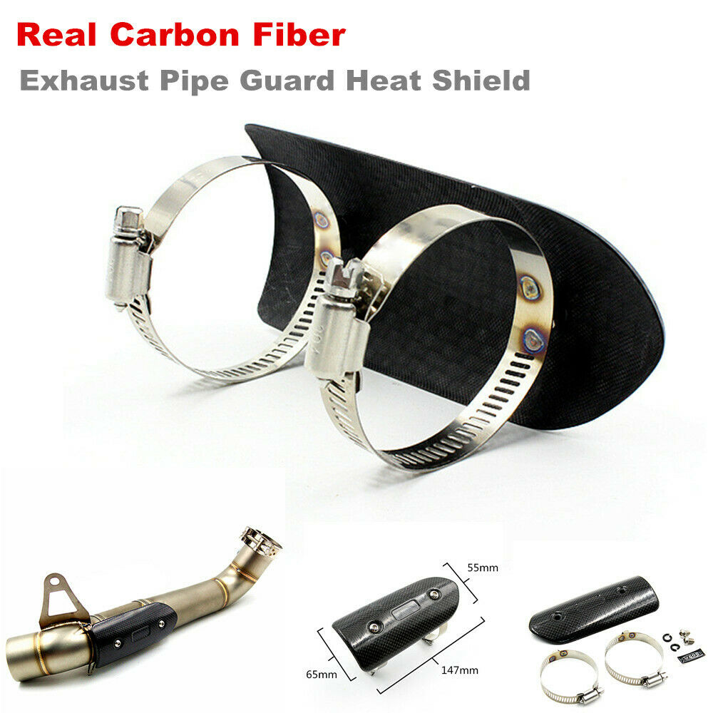 Motorcycle Bike Exhaust Pipe Guard Heat Shield Real Carbon Fiber Cover Protector