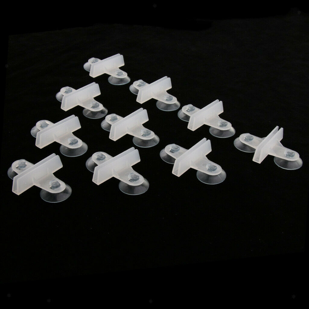 2X 10Pcs Aquarium Plastic Dual Suction Cup Clip Sucker Divider Support Holder