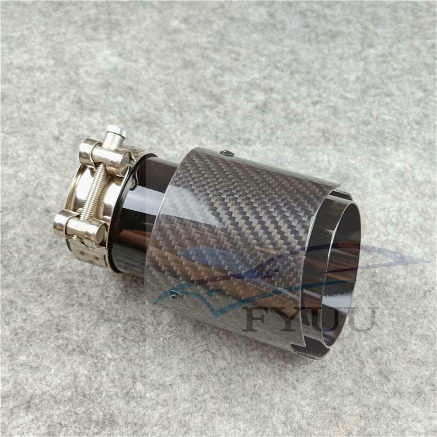 67mm Top Quality Glossy Titanium Black Carbon fiber Exhaust Muffler Tail Pipes