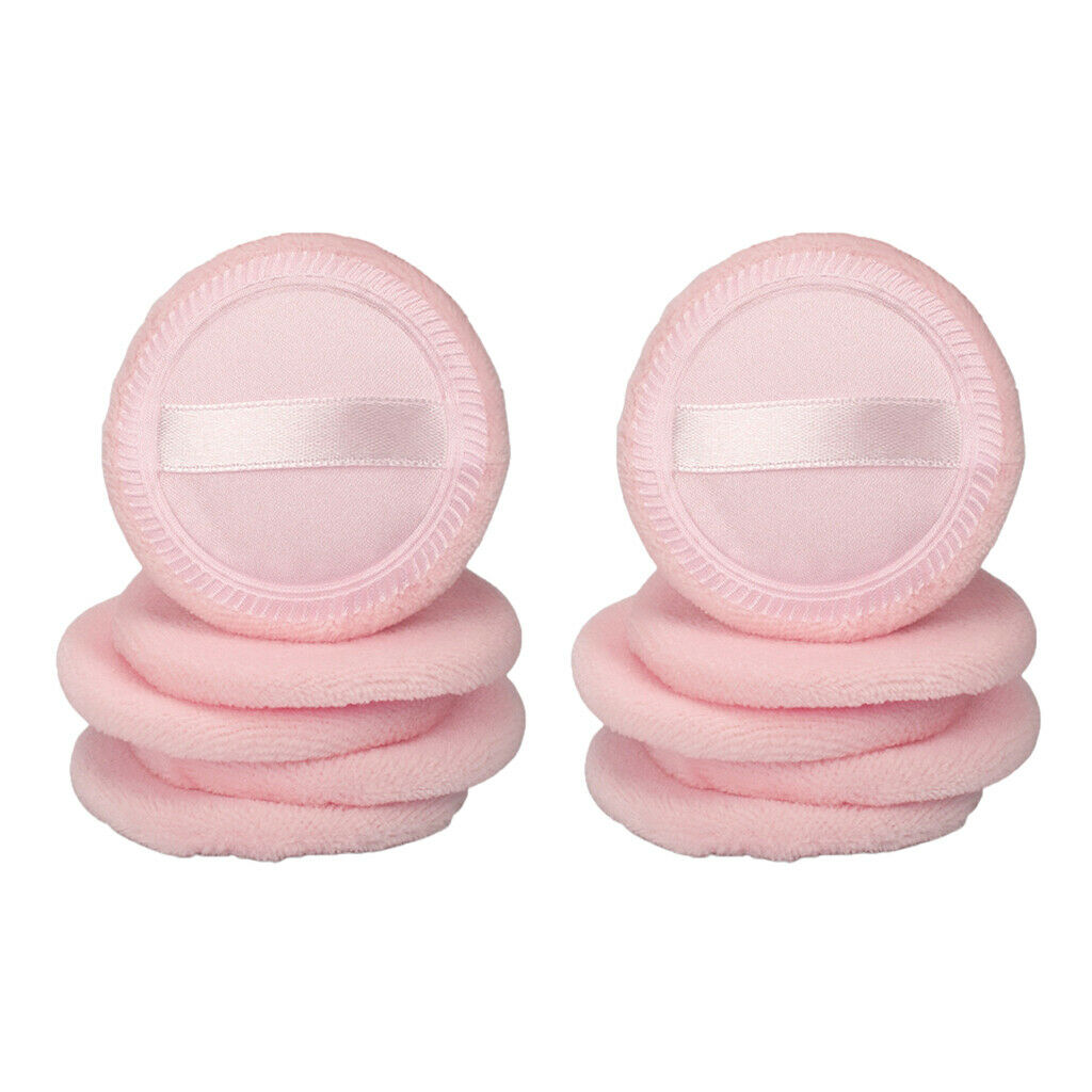 10 Soft Cotton Round Blusher Finished Body Powder Foundation Puff 2.3'' Pink