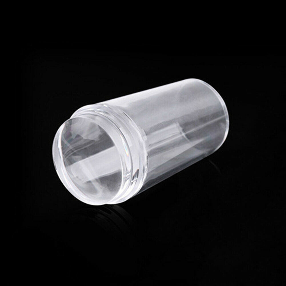 Nail Art Stamp Template Transparent Silicone Seal Stamper Head w/Scraper @