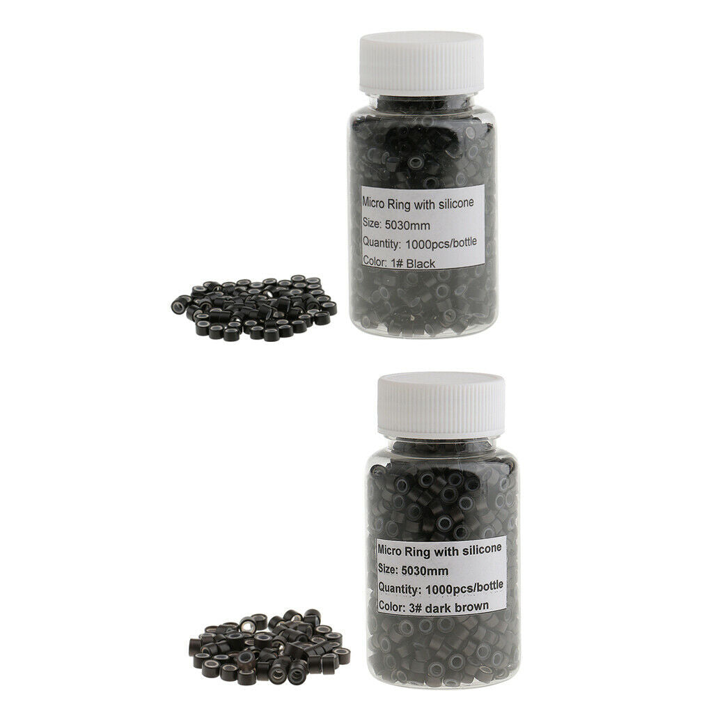 2000Pieces Tube Beads Micro Link Rings Lined for Hair Extensions Brown&Black