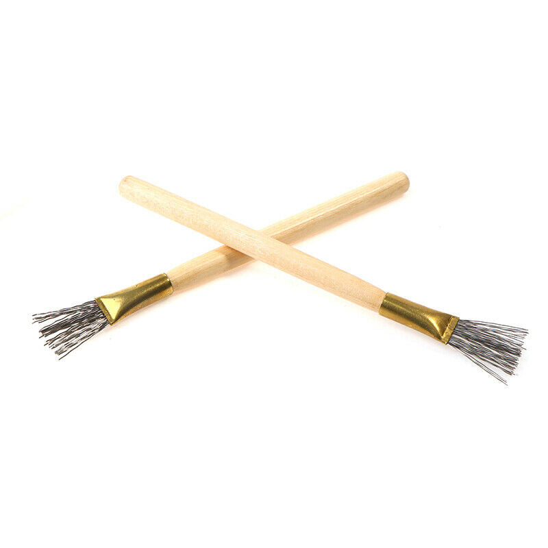 2Pcs Wooden Handle Thick + Thin Iron Wire Brush Clay Tool for Making Cl.l8