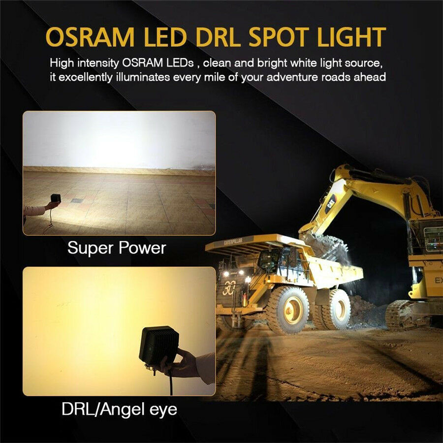 2 x 4.3" 126W Car Top LED Work Light Flood beam Led Driving Beam DRL Angle Eye
