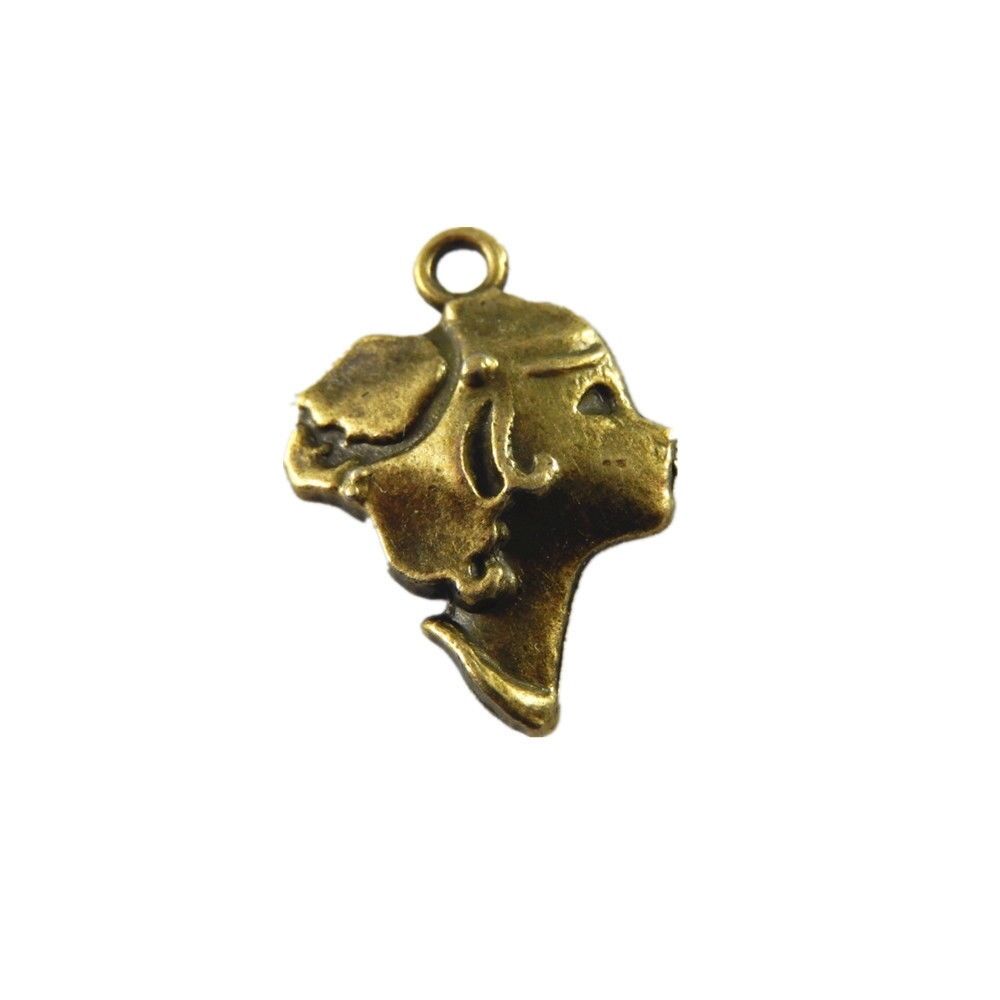 20 pcs Antiqued Bronze Zinc Alloy Girl Head Charms Necklace Pendant Crafts DIY