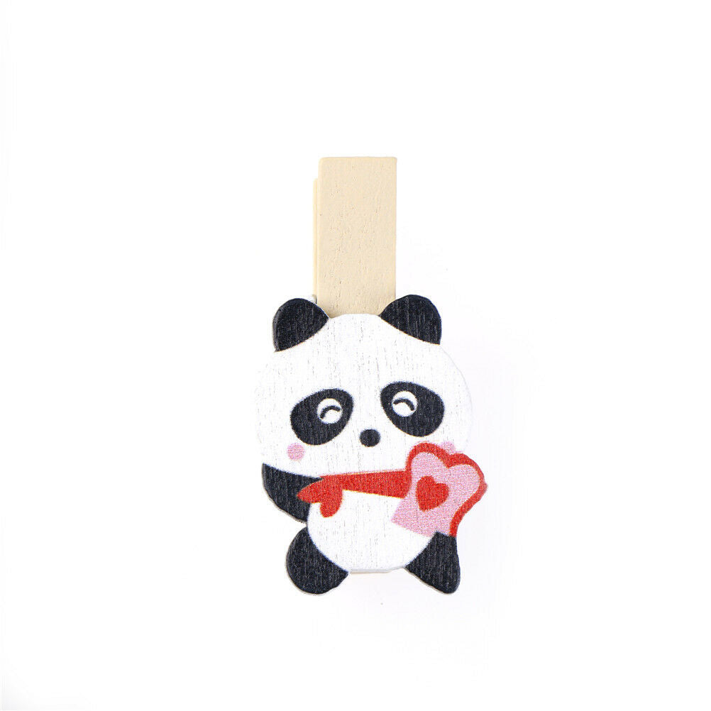 8pcs/lot Cartoon panda Wood Clip Photo Paper Clip Craft Decor with Hemp R.l8