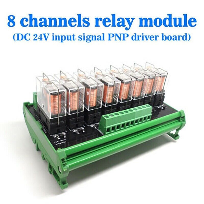 2X(DC24V 8 Way Relay Module Eight Panels Driver Board Socket PNP L9Z4)
