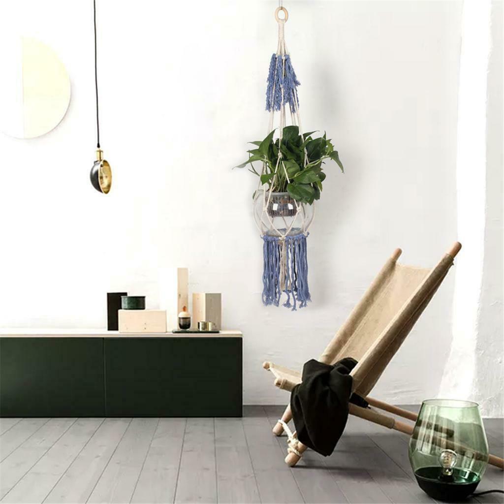 Garden Green Plant Wall Hanging Rope Handmade Knitted Cotton Flower Hanger Rope