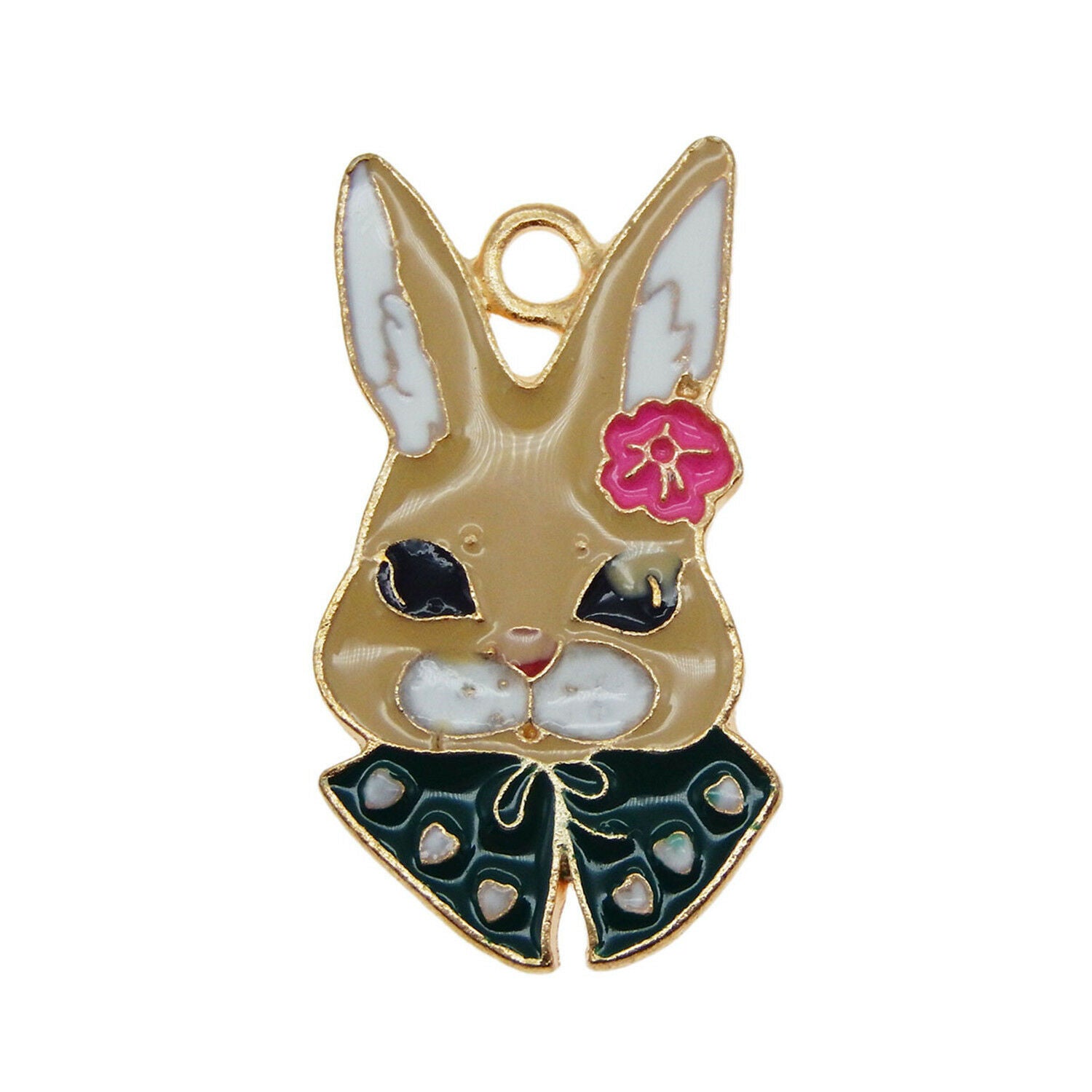6 pcs Metal Alloy Rabbit Charm Enamel Bunny Pendant Dangle Jewelry DIY 33*17mm