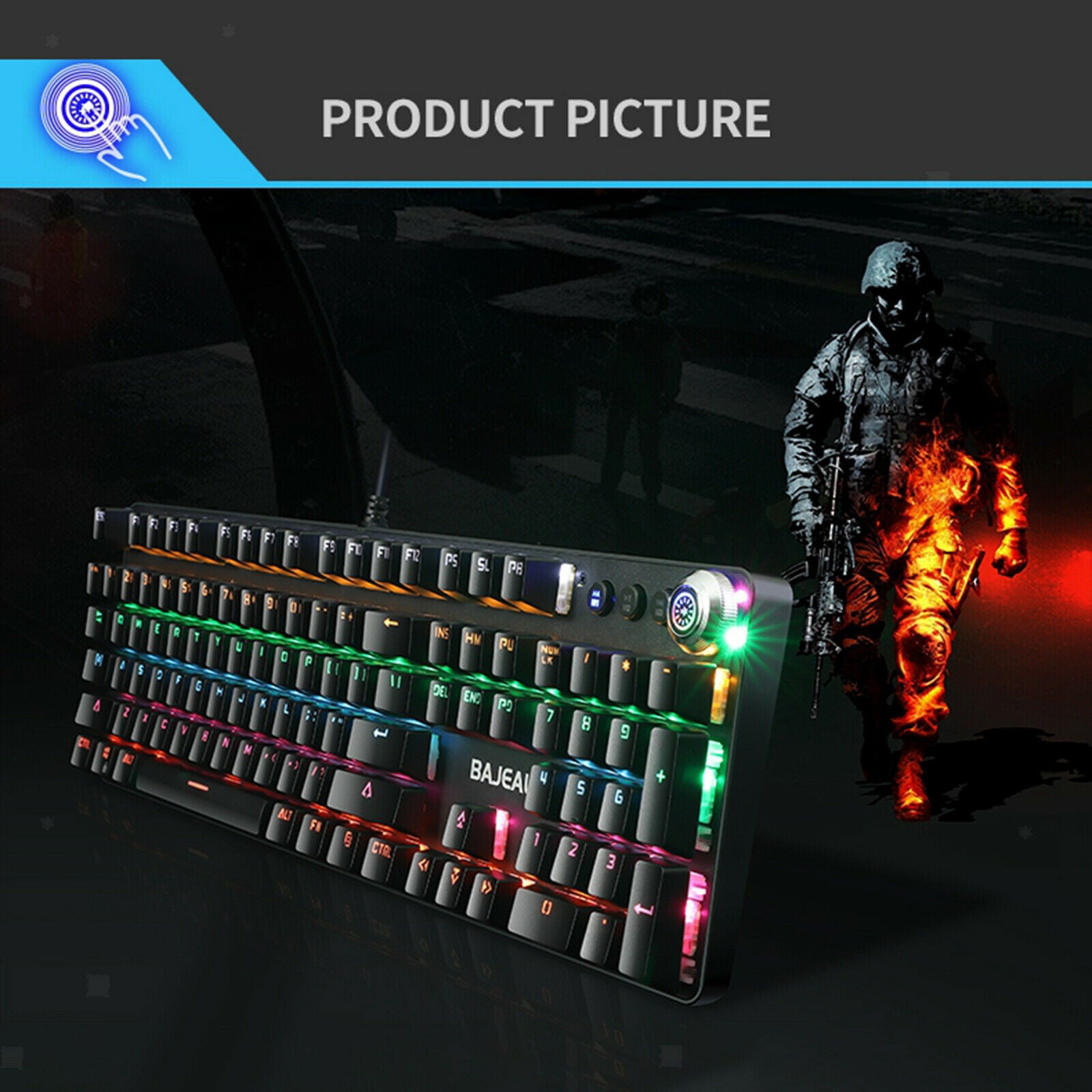USB Multiple Modes Detachable Wired Gaming Keyboard Water-Resistant Ergonomic