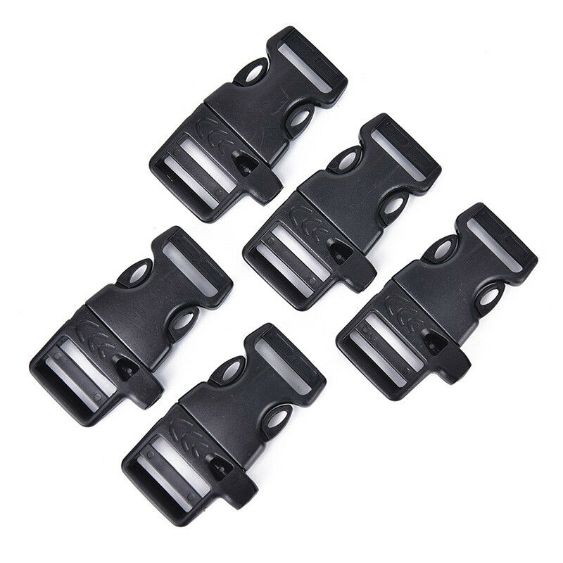 5pcs Survival Whistle Buckle Plastic Curved Side Release Buckles For Parac.l8