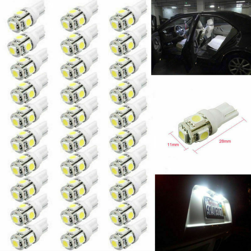 50Pcs Super White T10 Wedge 5-SMD 5050 LED Light bulbs W5W 2825 158 192 168 194