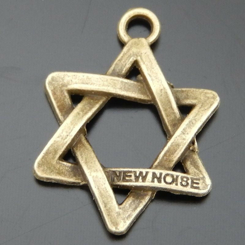 20 pcs Antiqued Bronze Alloy Hexagram Hollowed Charm Pendant Art Craft 23*19*3mm