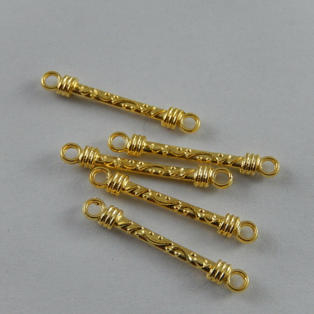 80x Golden Color Alloy Flower Pattern Stick Connector DIY Charm Pendants Jewelry