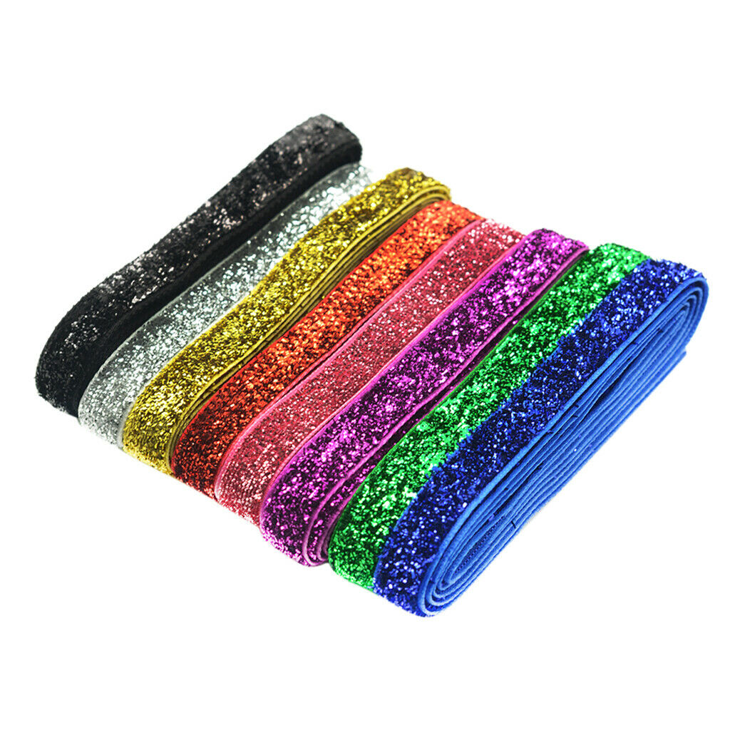 2X 8 Colors Glitter Velvet Ribbon Headband Clips Bow Wedding Decoration DIY