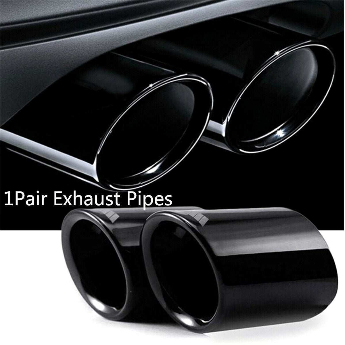1 Pair of Titanium Black Car End Exhaust Pipe Silencer For BMW 06-10 E90 E92 325