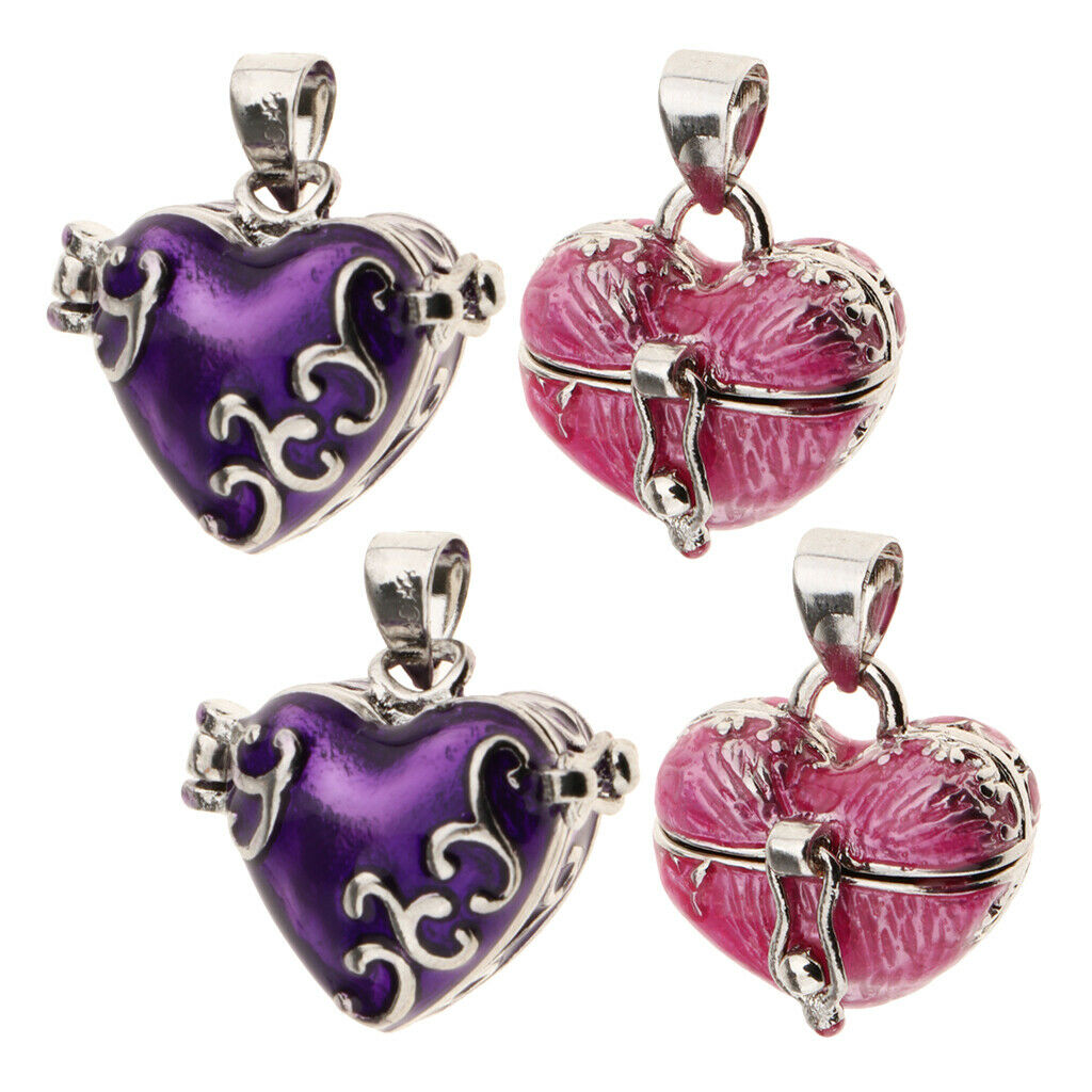 4 Pieces Assorted Enamel Love Heart Locket Cremation Memorial Urn Jewelry