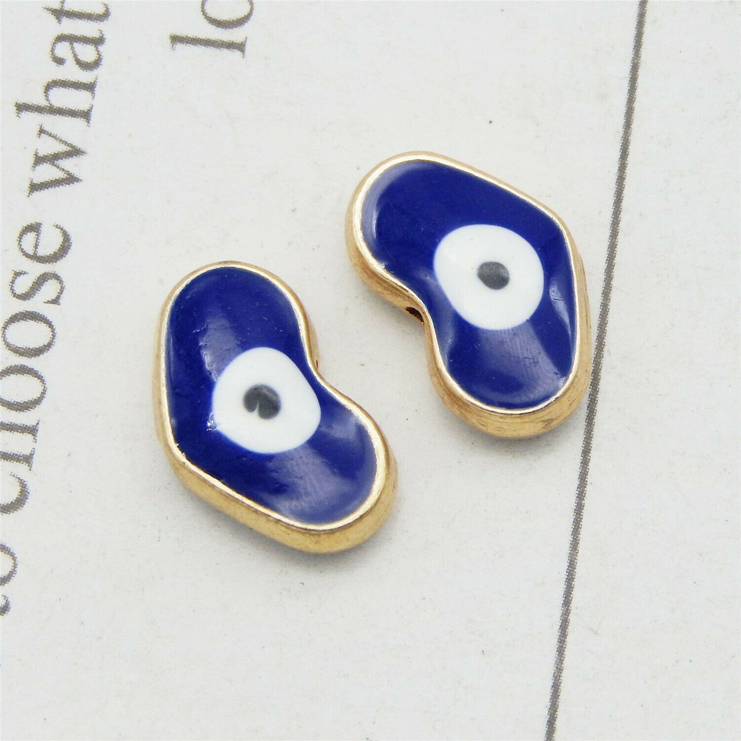 12 Enamel Turkish Evil Eye Heart Spacer Loose Bead Bracelet Craft Jewelry 5*14mm