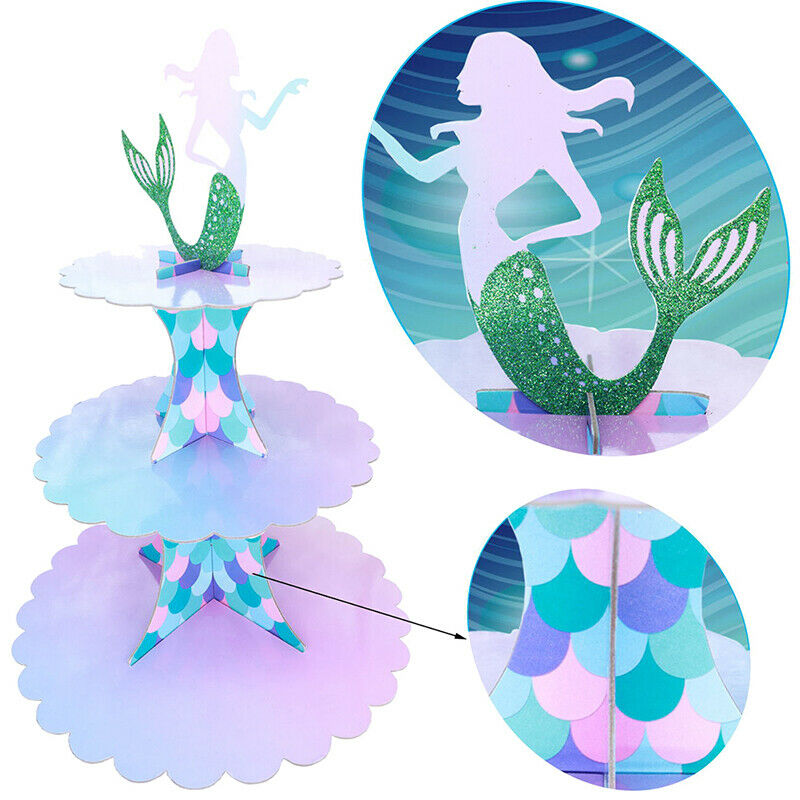 Three Layers Mermaid Cake Stand Mermaid Dessert Stands Birthday Party FavorBDDD