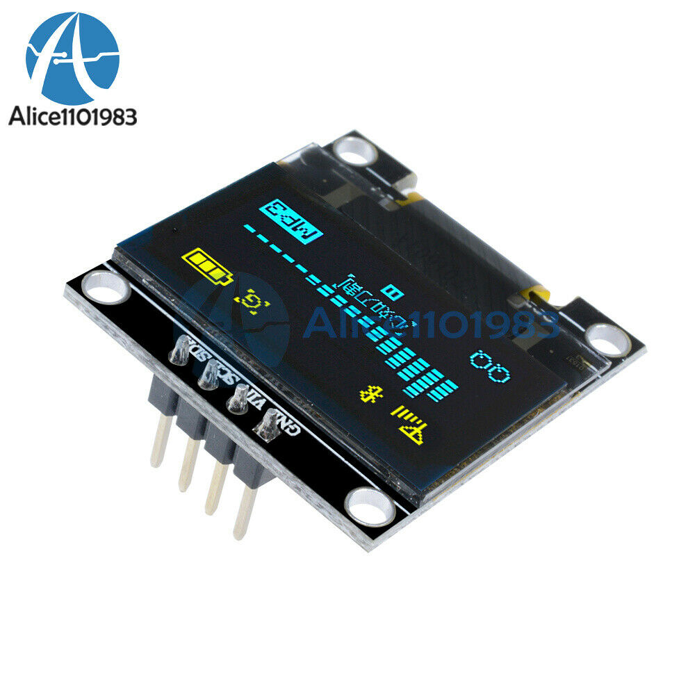 2X 0.96" inch 3-5V I2C IIC 128X64 Yellow Blue OLED LED Display Modul or Arduino