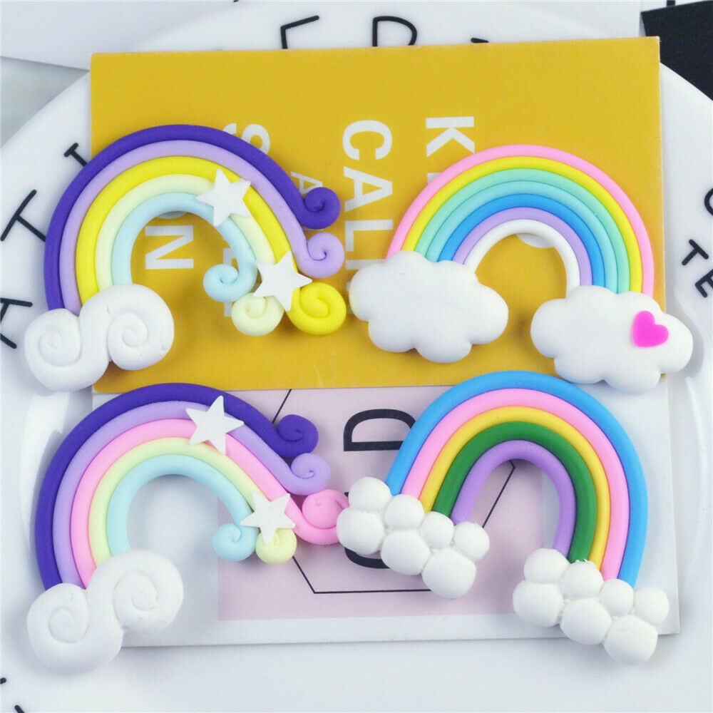 10 pcs Mix Polymer Clay Embellishments Rainbow For Crafting DIY Art Decors 4-5cm