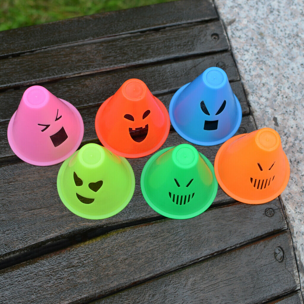 24 Pcs Mix Color Expressions Style Roller Skating Skateboard Cones Pile Cup