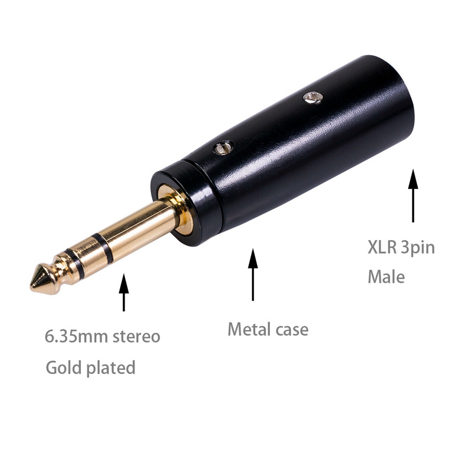 1/4" Inch TRS to XLR Male 3-Pin Audio Converter Adapter Stereo Jack Mic