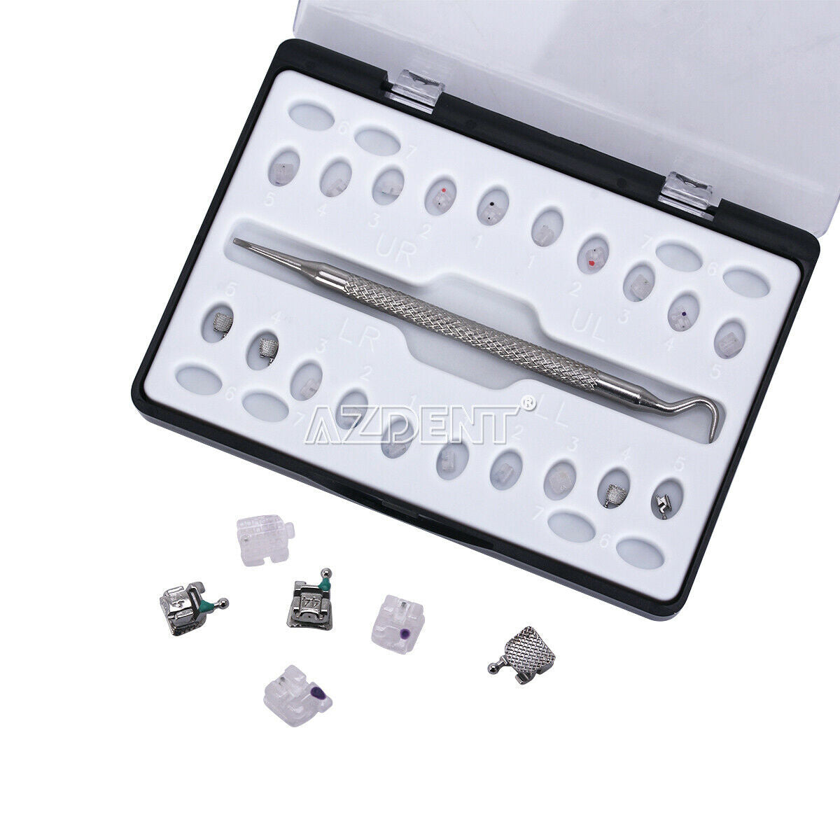 5X Dental Clear Ceramic Self-ligating Brackets Braces MBT 0.022 Hook 345 AZDENT