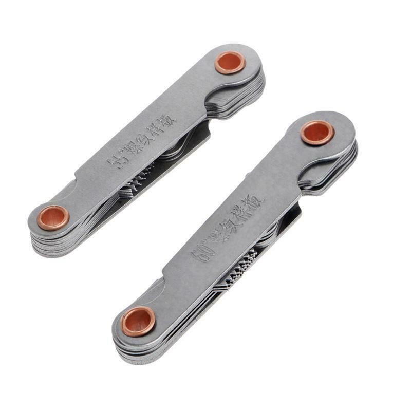 2 Pcs Stainless Steel Metric Screw Pitch 60+55 Degree Thread Measuring Gauge