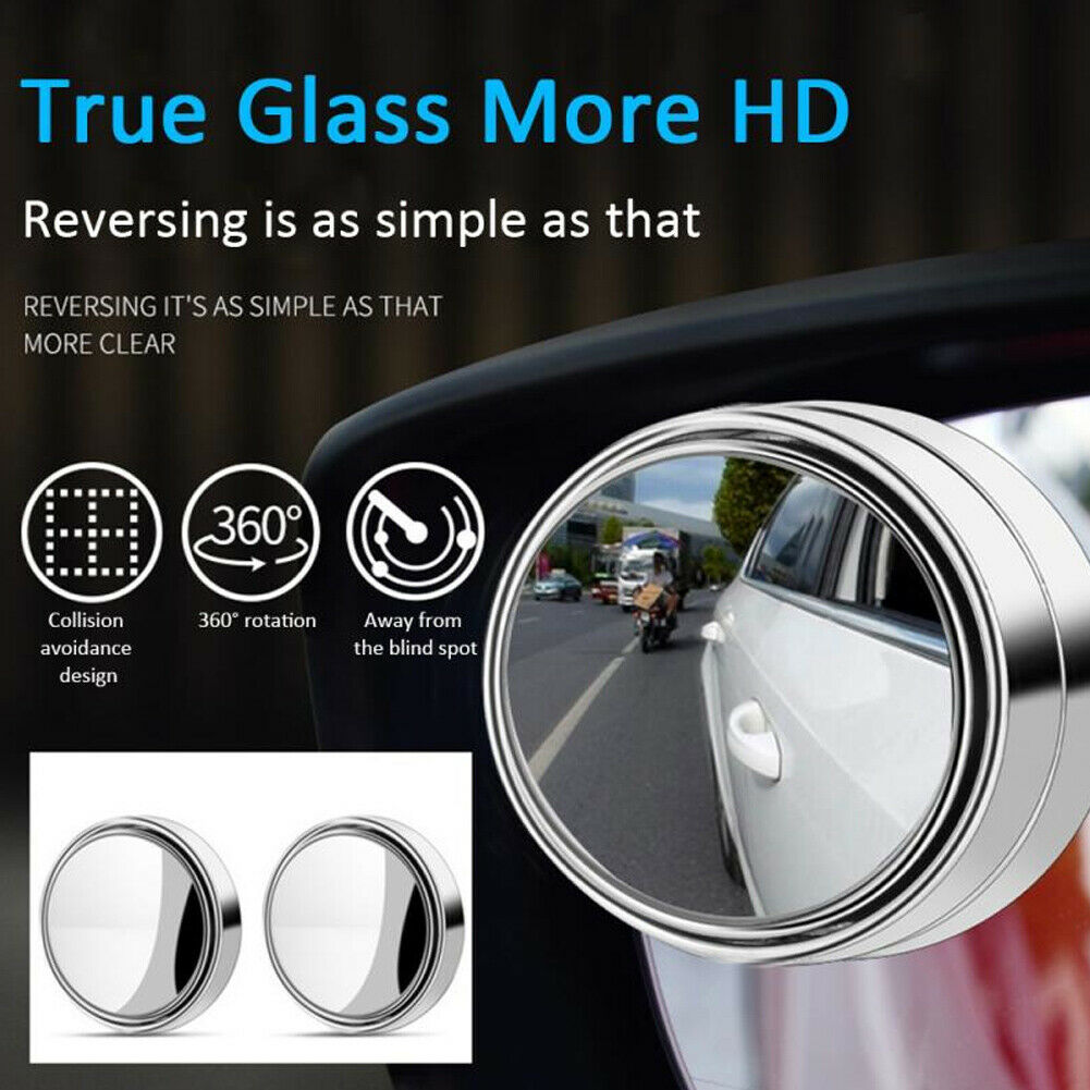 1 Pair Universal 360° Wide Angle Adjustable Reversing Rearview Mirror White Edge