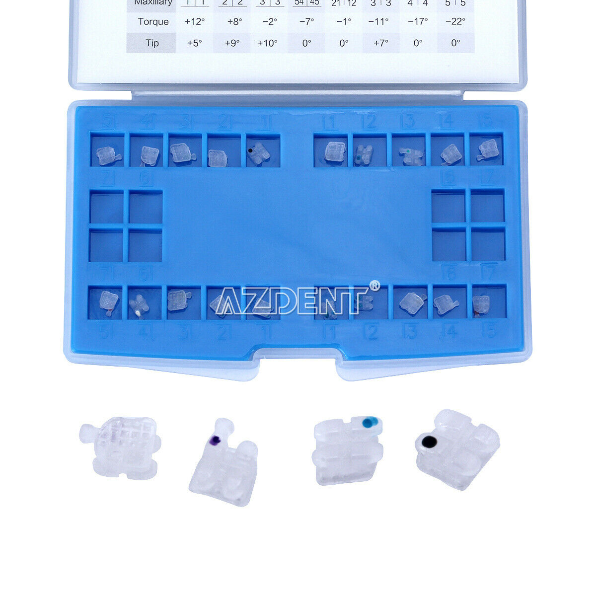10 Kits Dental Orthodontic Ceramic Brackets Roth 018" 345 Hooks Marked AZDENT