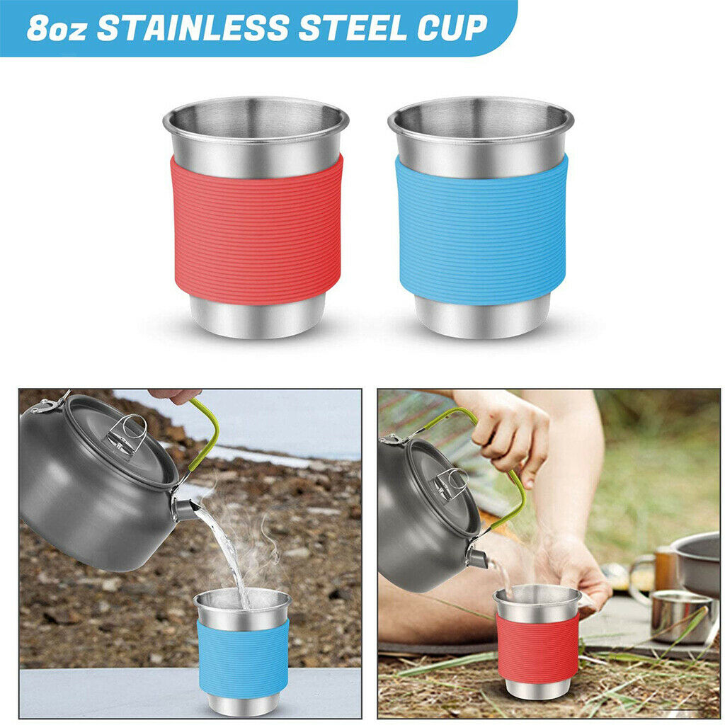 Portable Lightweight Camping Cookware BBQ Folding Mess Kit Pan Forks Spoons