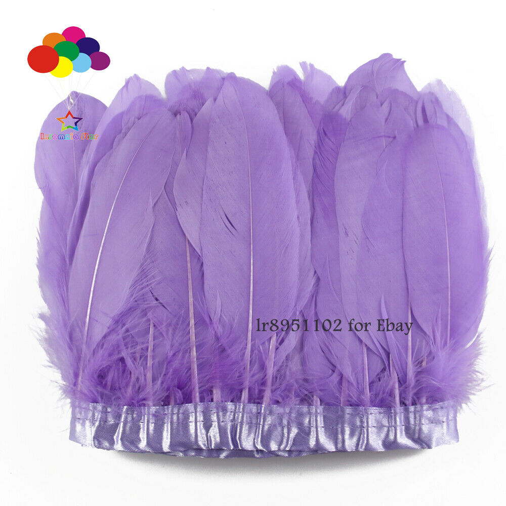 2 meter 15-20cm Goose Feather Wedding Lilac Dresses Decoration Skirt Party
