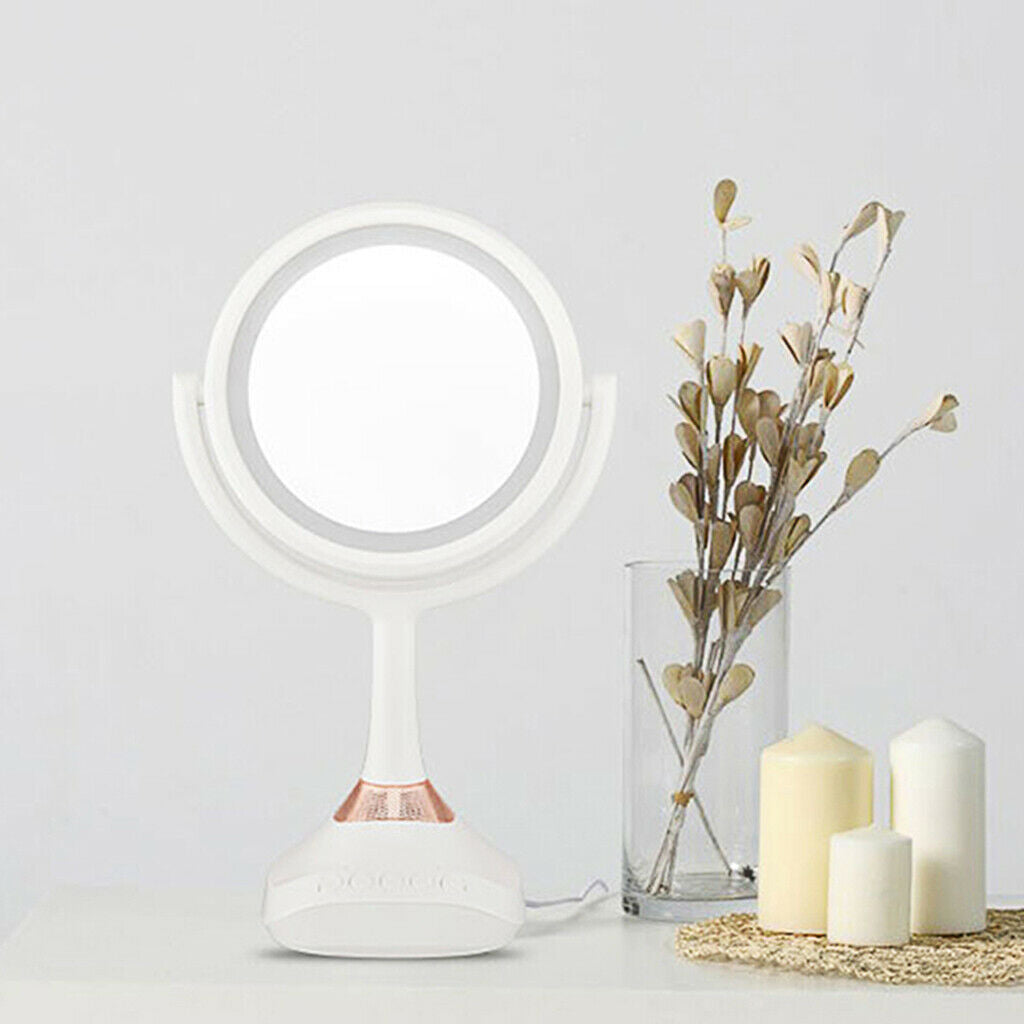 Bluetooth Music LED Dual Sided Vanity Tabletop Makeup Mirror & 5x Magnifying