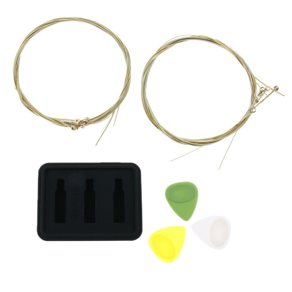 2 Sets Guitar Strings + 1 Piece Guitar Mute Pad + 3 Pieces Guitar Plectrum