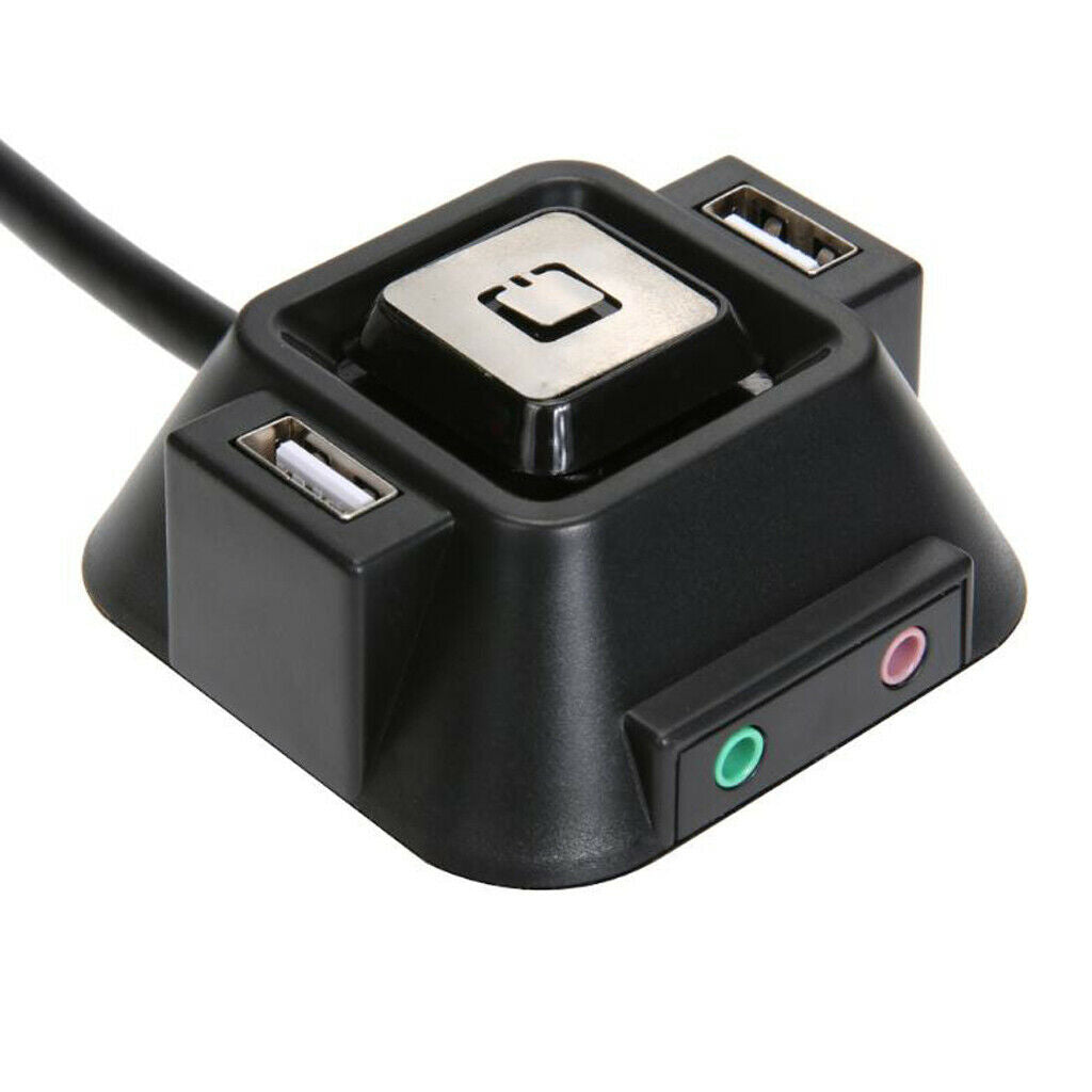 Desktop Case Switch Dual USB Ports Power Reset Button LED Lights Audio Port