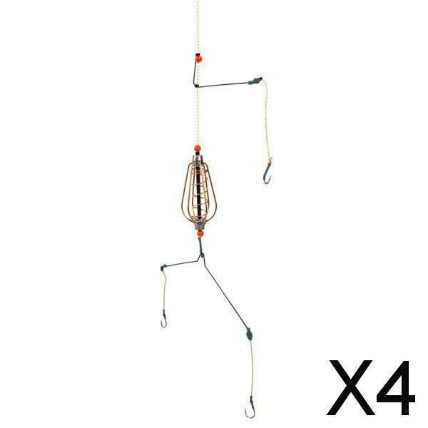 4X Fishing Feeder Basket Holder Fishing Bait Cage with Line Hooks 20g