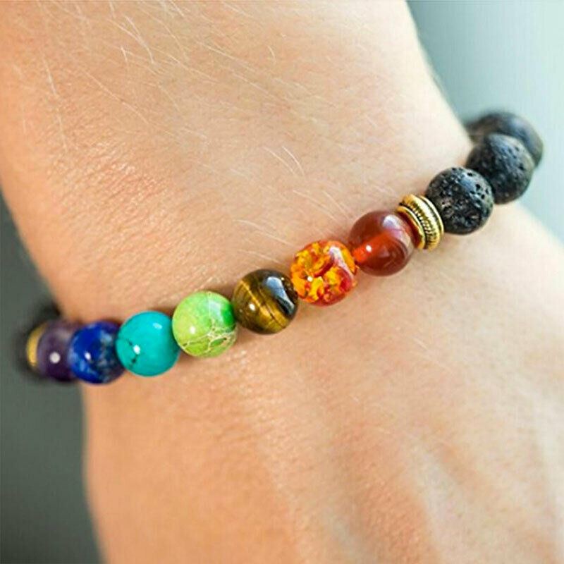 Bracelet + Necklace« Healing Of 7 Chakras » IN Stones Lava - New