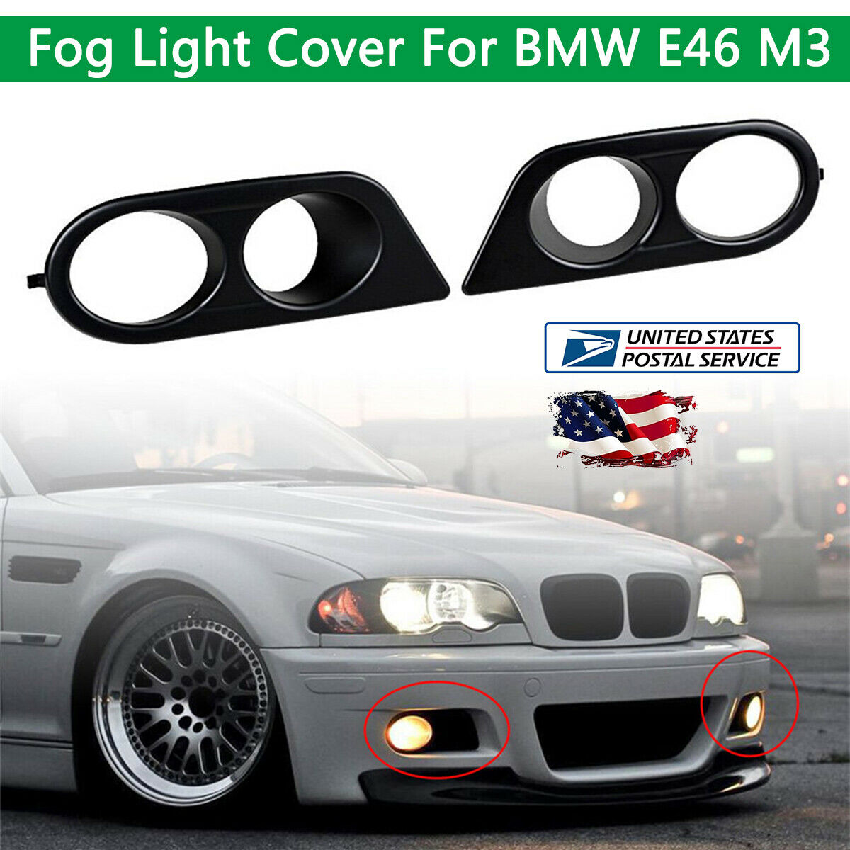 ABS Plastic Fog Light Cover Front Bumper Right & Left For BMW 1999-2006 M3 E46