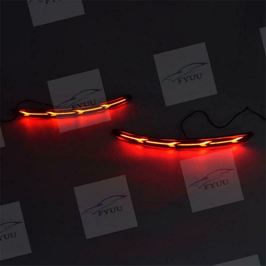 For Hyundai Elantra 2x LED Rear Bumper Reflector Brake Light Flow Turn Signal