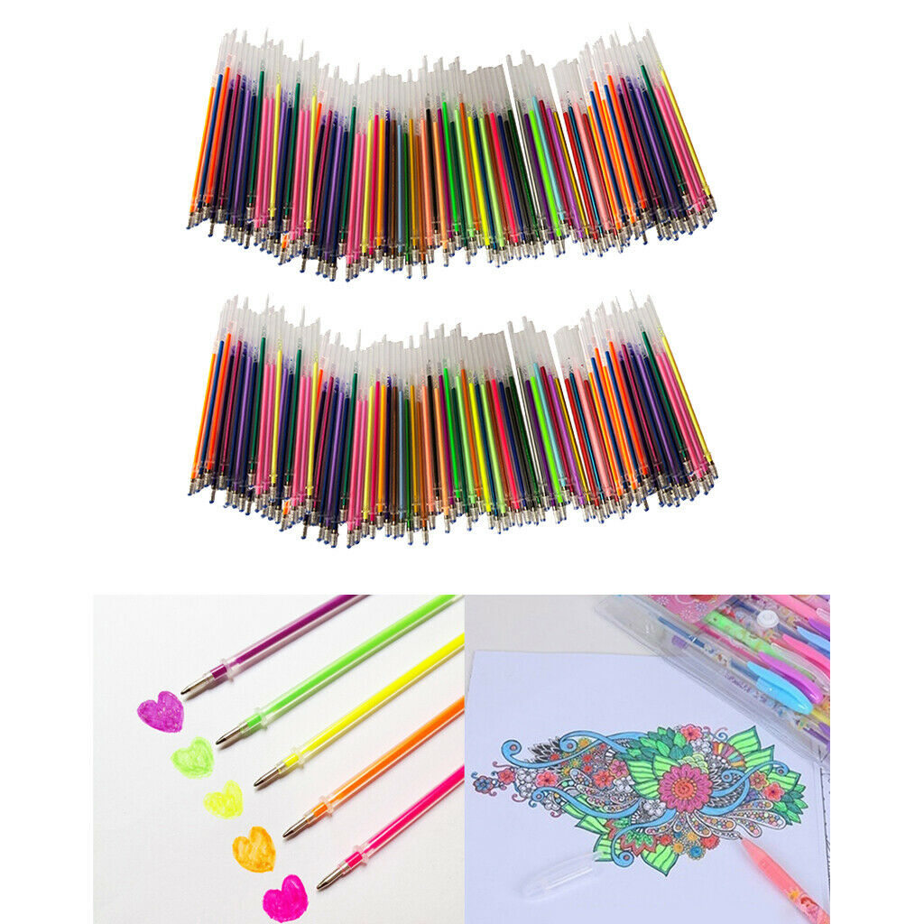 200x Gel Ink Pen Refills for Gel Pens Marker Highlighter Fluorescence Neon 0.8mm