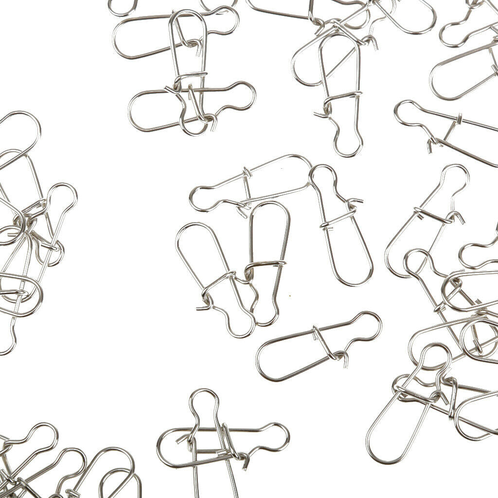 100pcs Fishing Lock Snap Hook Lure Connector Swivels Solid Ring Clips - 11mm