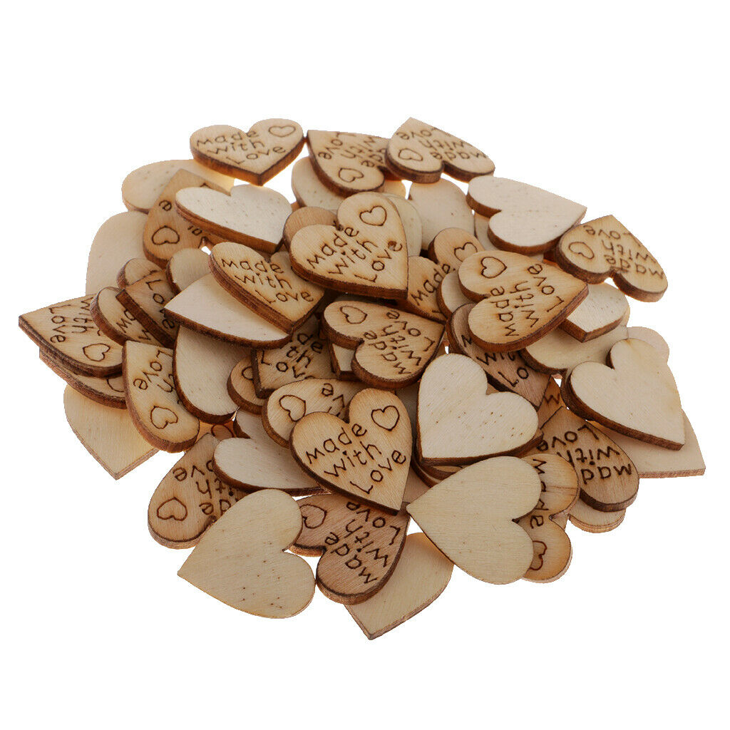 100X Chic Wood Heart Shapes Wedding Table Scatter Party Decoration Craft DIY