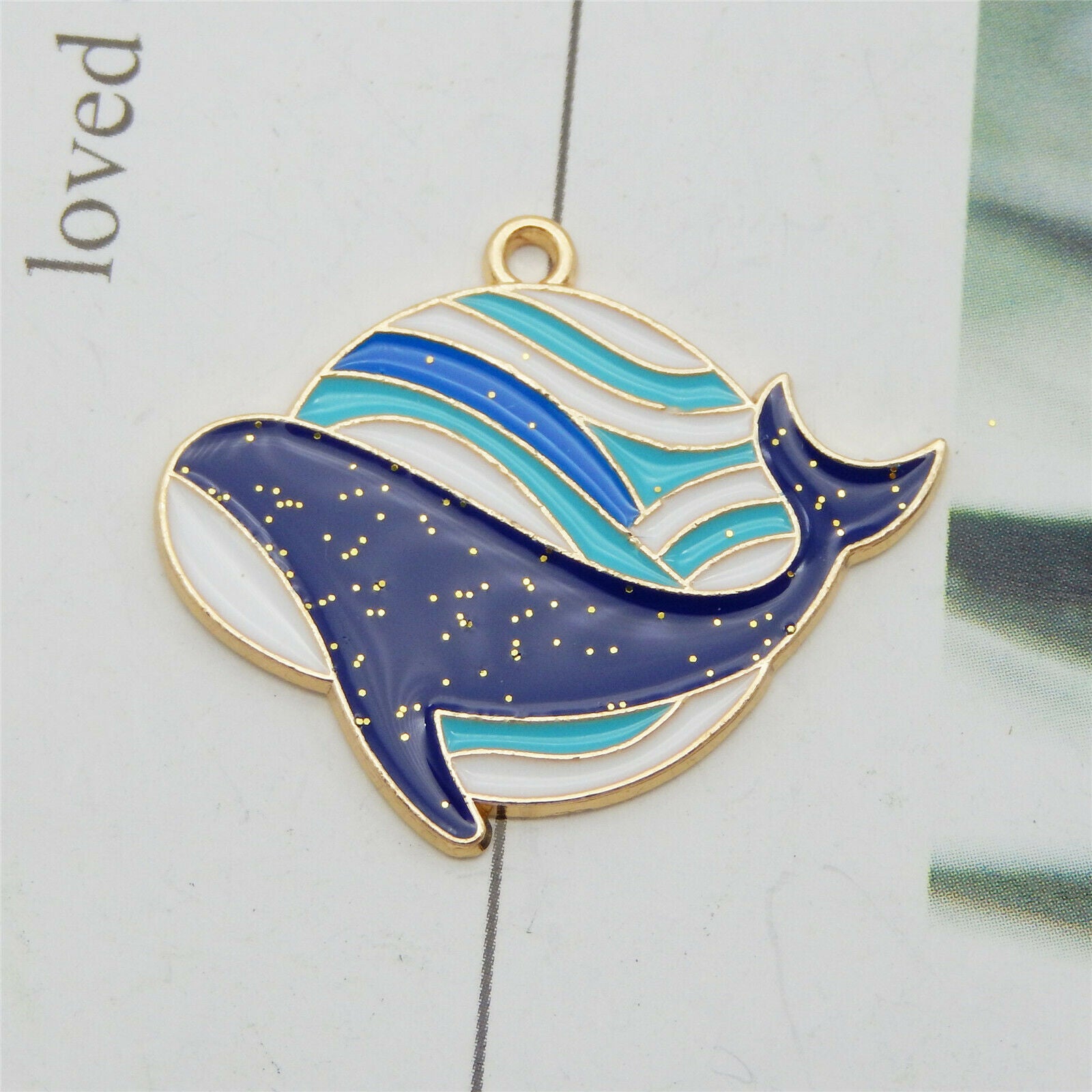 12pcs Blue Whale Charm Enamel Marine Animal Alloy Pendant Jewelry Dangle 30*25mm