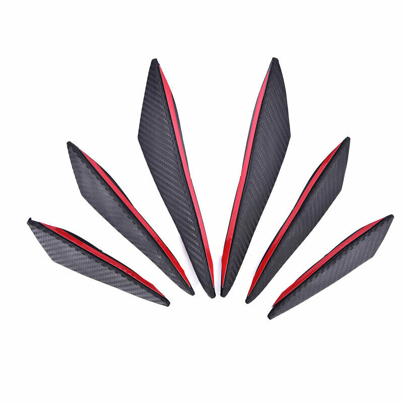 6x Carbon Fiber Car Front Bumper Canards Diffuser Lip Splitter Fins AccessorBDA