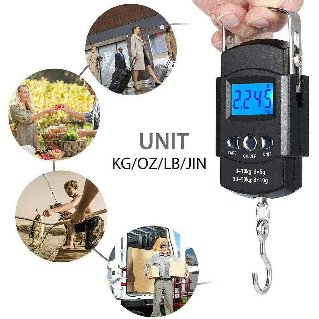 50kg/110lbs Digital Scale Travel Fishing Luggage Electronic Scales Balance Ruler