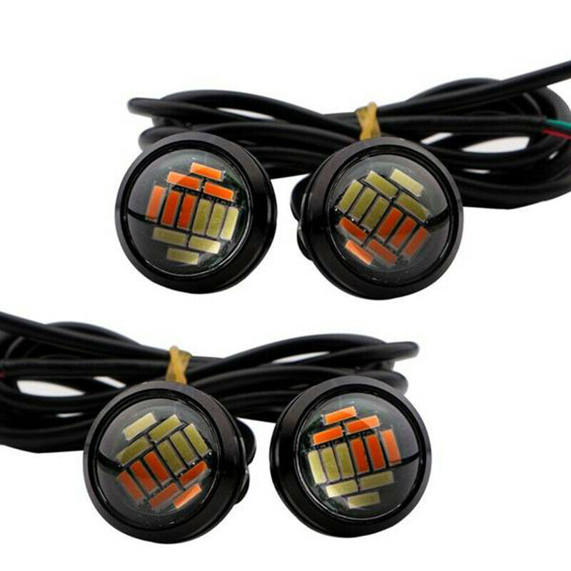 8 Pcs 12V 23Mm Dual Color Switchback 4014 Smd 12 Led Drl Eagle Eye Daytime LigX8