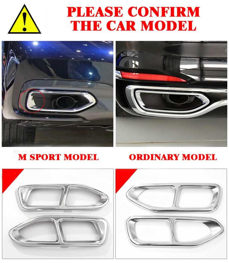 Black Exhaust Muffler Tips Tail Pipe Cover Trim For BMW 7 G11 G12 16-18 M Style