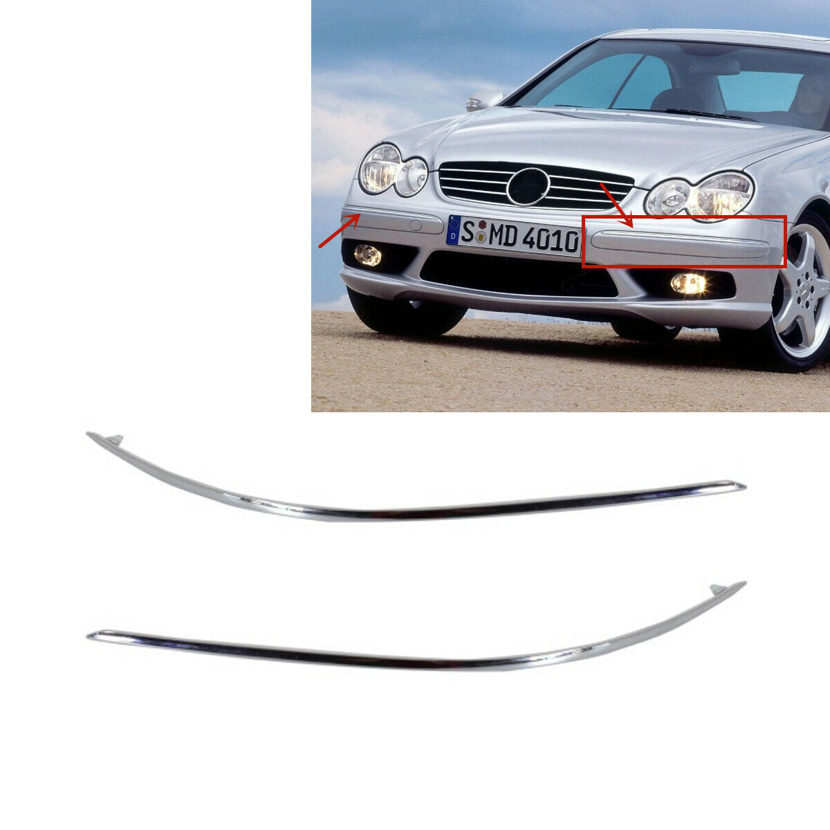 Front Bumper Trim For 2003-2005 Mercedes Benz CLK320 CLK500 Side impact strip